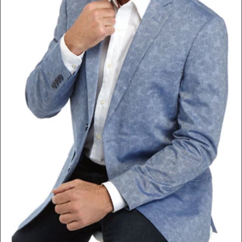 Men’s Madison Blue Chambray Paisley Blazer NWT